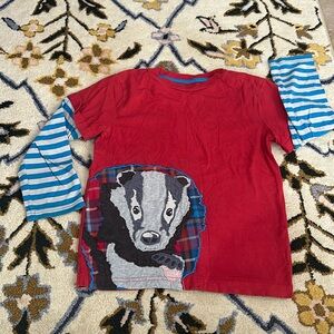 Mini boden bear appliqué long sleeve tee